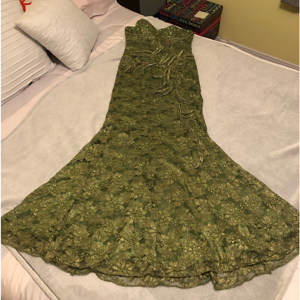 Olive Green Ball Gown Dress Size Small